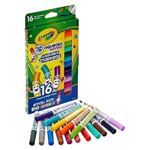 Crayola Washable Pip-Squeaks Skinnies Markers 16-Count per Pack (1 Pack)