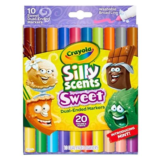Crayola Silly Scents Dual Ended Markers, Sweet Scented Markers, 10 Count, Age 3, 4, 5, 6, Multi