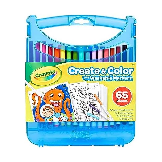 Crayola Super Tips Coloring Art Case with Coloring Pages, Kids Gift, 65+ Pieces, Packaging May Vary