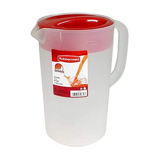 Rubbermaid Clear Pitcher, Red Cover, 1 Gallon