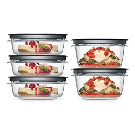 Rubbermaid Meal Prep Premier Food Storage Container, Grey, 10 Piece Set