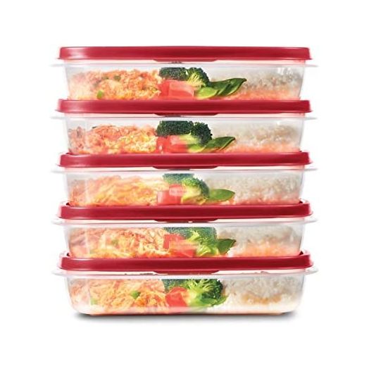 Rubbermaid EasyFindLids Meal Prep Containers, 5.5 Cup, Red