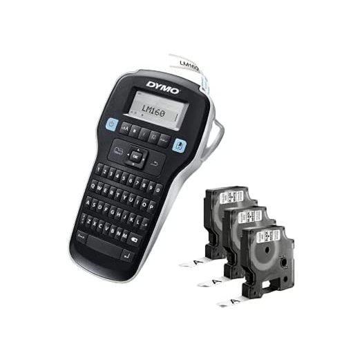 DYMO Label Maker with 3 D1 DYMO Label Tapes | LabelManager 160 Portable Label Maker, QWERTY Keyboard, One-Touch Smart Keys, Easy-to-Use, for Home & Office Organization