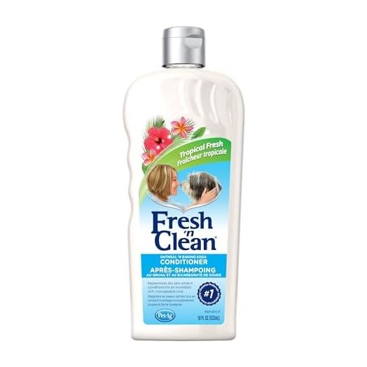 Pet-Ag Fresh ’n Clean Oatmeal ’n Baking Soda Conditioner, Tropical Fresh Scent - 18 oz - Gently Cleans, Soothes & Deodorizes Dogs with Vitamin E & Aloe Vera - Soap Free