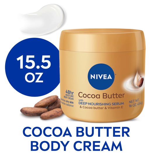 NIVEA Cocoa Butter Body Cream with Deep Nourishing Serum, 15.5 Ounce