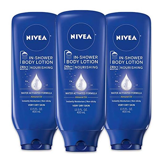 NIVEA Nourishing In Shower Lotion, Body Lotion for Dry Skin, 13.5 Fl Oz Bottle - 3 Pack