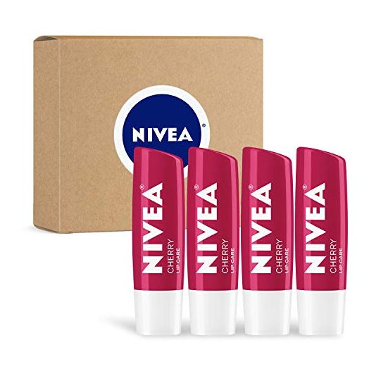 NIVEA Cherry Lip Care - Tinted Lip Balm for Beautiful, Soft Lips - Pack of 4