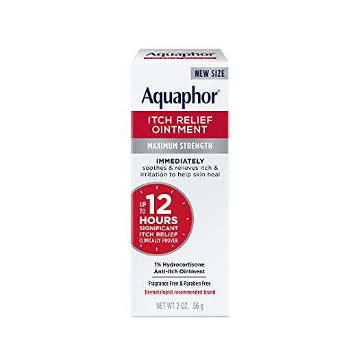 Aquaphor Itch Relief Ointment, Maximum Strength 1% Hydrocortisone, Relieves Itch from Skin Irritation, Insect Bites, Psoriasis, Skin Rashes, Eczema, & Poison Ivy, 2 oz