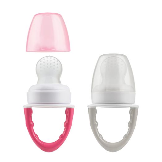 Dr. Brown's Fresh Firsts Baby Food and Fruit Silicone Pacifier Feeder - Pink/Gray - 2pk