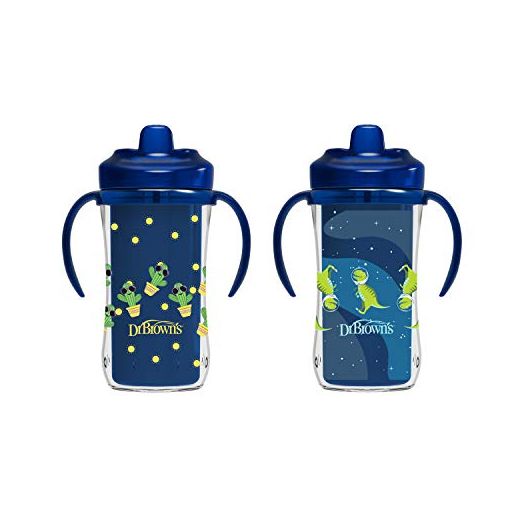 Dr. Brown’s Milestones Hard Spout Insulated Sippy Cup with Handles - Blue - 10oz - 2pk - 12m+