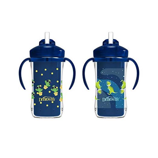 Dr. Brown’s Milestones Insulated Sippy Cup with Straw and Handles - Blue - 10oz - 2-Pack - 12m+
