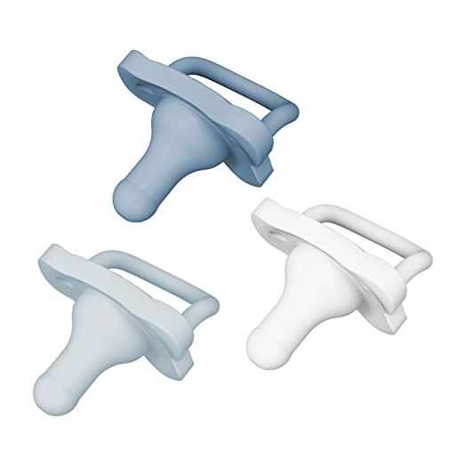 Dr. Brown’s HappyPaci 100% Silicone Pacifier 0-6m, BPA Free, White, Blue, Light Blue 3-Pack