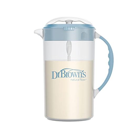 Dr. Brown's Baby Formula Mixing Pitcher with Adjustable Stopper, Locking Lid, & No Drip Spout, 32oz, BPA Free, Blue