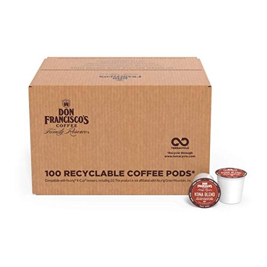 Don Francisco's Kona Blend Medium Roast Coffee Pods - 100 Count - Recyclable Single-Serve Coffee Pods, Compatible with your K-Cup Keurig Coffee Maker (Including 2.0)