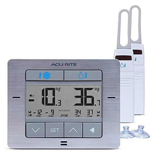 AcuRite Digital Wireless Fridge and Freezer Thermometer with Alarm and Max/Min Temperature for Home and Restaurants (00515M)