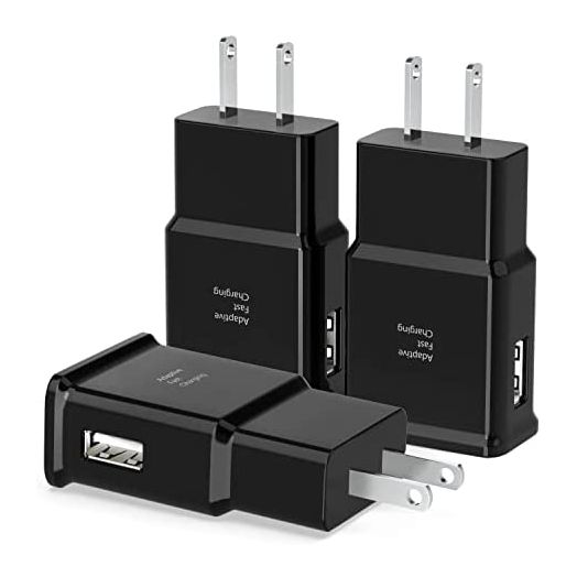Adaptive Fast Rapid Charging Block Wall Charger Plug Adapter USB Compatible with Samsung Galaxy S22/ S21/ S20/ S10/ S10e/ S9 Plus/ S8/ S7/ S6 Edge/Note 10/ Note 9/ Note 8/ LG G5 G6 G7 3Pack