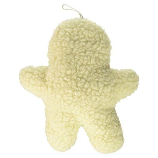 Boss Pet Products 08805 Digger's Fleece Plush Characters Cuddly Gingerbread Shape Dog Toy with Squeaker, White/Cream