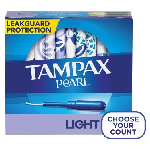 Tampax Pearl Tampons, Light Absorbency, Unscented, 18 Ct