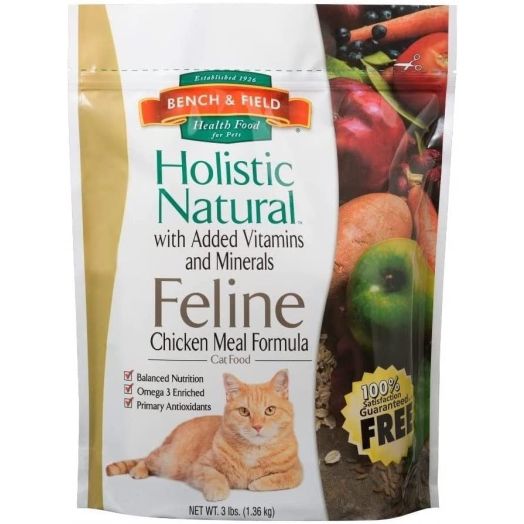 Bench and Field Holistic Natural Premium Adult Dry Cat Food, Chicken Meal and Brown Rice Recipe 3 lb Bag (Pack of 1)