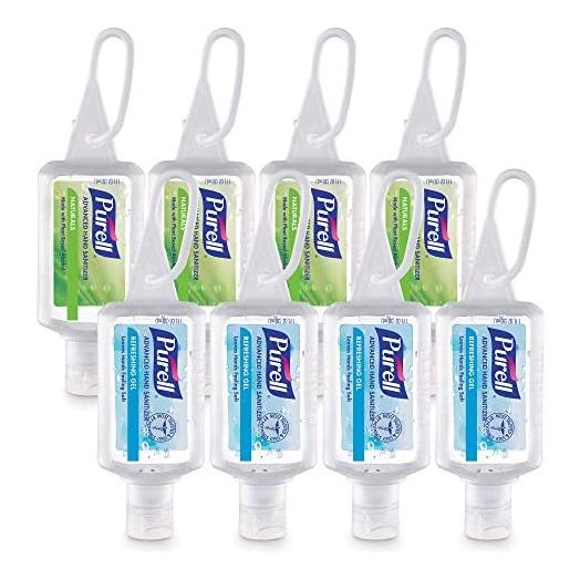 Purell Advanced Hand Sanitizer Variety Pack, Naturals and Refreshing Gel, 1 Fl Oz Travel Size Flip-Cap Bottle with Jelly Wrap Carrier (Pack of 8) - 3900-09-ECSC