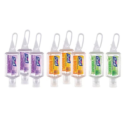 Purell Advanced Hand Sanitizer Gel Infused with Essential Oils, Scented Variety Pack, 1 fl oz Travel Size Flip Cap Bottles with JELLY WRAP Carrier (Pack of 8) 3900-09-ECME17