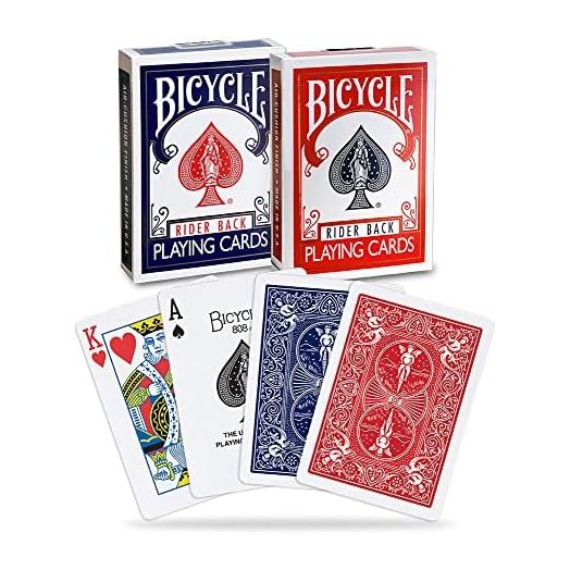 Bicycle Rider Back Playing Cards, Standard Index, Poker Cards, Premium Playing Cards, 2 Pack, Red & Blue