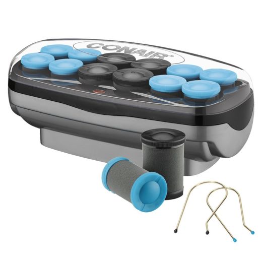 Conair Professional Jumbo and Super-Jumbo Ceramic Hot Hair Rollers, 12 Piece Set, Blue, CHV14XR