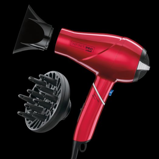 Conair Infiniti Pro Travel Size Compact with Folding Handle Professional Ionic Hair Dryer, 1875 Watts, Red