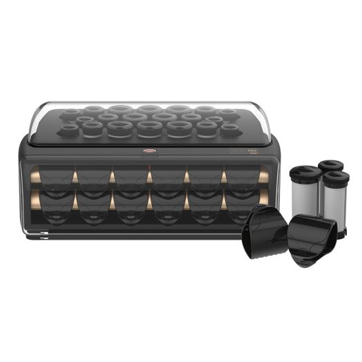 Express Curls & Waves Flocked Hair Rollers, 20 Multi-Size Ceramic Hot Rollers, plus 20 Heated Clips HS32N