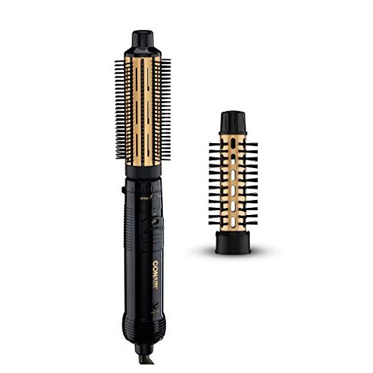 Conair 2-in-1 Hot Air Curling Combo, Includes 1.5-inch Curl Brush and 1-inch Aluminum Bristle Brush