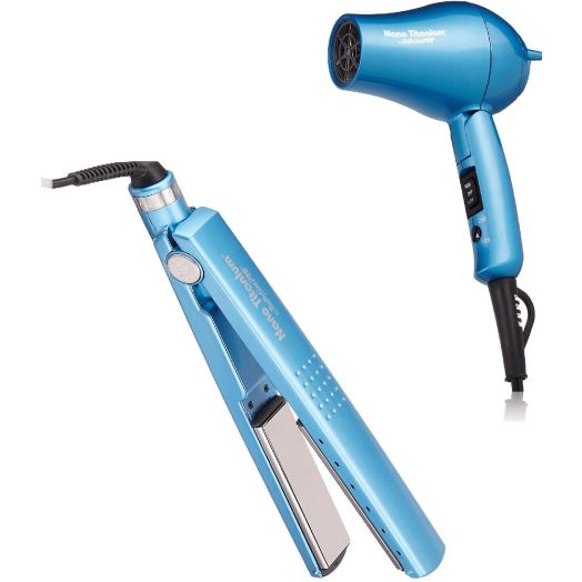Babyliss Pro Nano Titanium 1 1/4" Ionic Straightener + Dual Voltage Travel Dryer