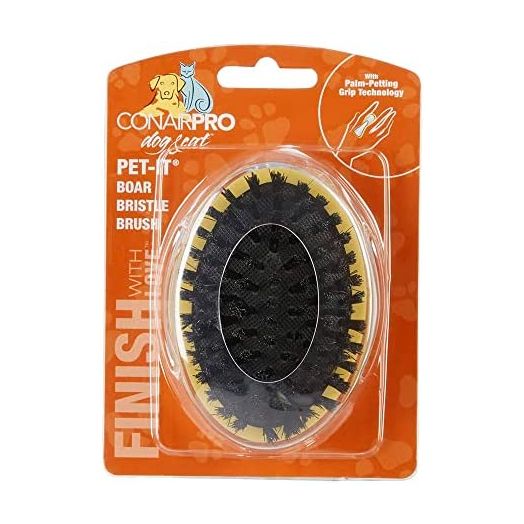 CONAIRPRO dog & cat Pet-It Boar Bristle Dog Brush for Shedding, Palm-Petting Grip Technology for Natural Petting Motion, Healthy & Shiny Coat, Ideal for All Pets