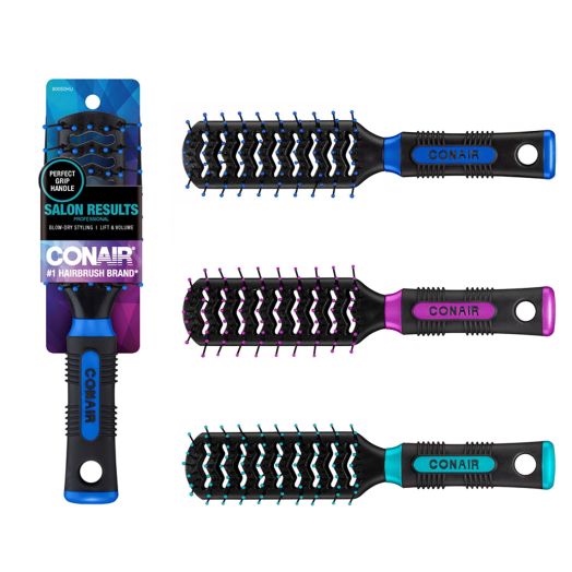 Conair Professional Tunnel Vent Hairbrush with Rubber-Grip Handle for Everyday Use (Colors Vary), 1ct