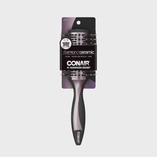 Conair Diamond Ceramic Large Vented Porcupine Round Hairbrush for Medium to Long Hair, 1ct