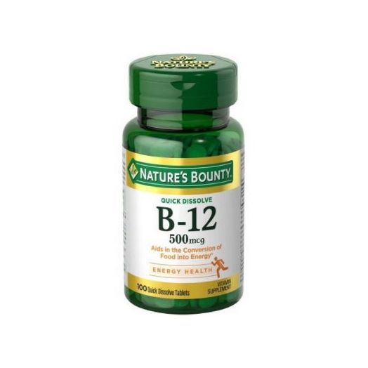 Nature's Bounty B-12 500 mcg, 100 Quick Dissolve Tablets