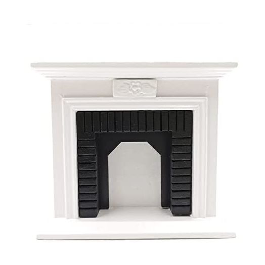SXFSE Dollhouse Decoration Accessories,1:12 Dollhouse Miniature Furniture Room Wooden Vintage Black White Fireplace