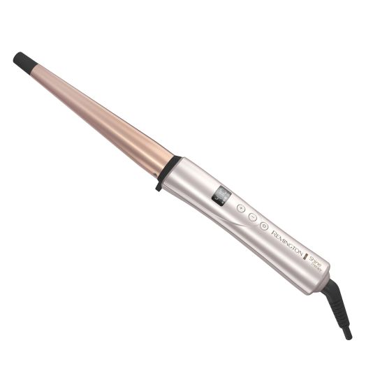 REMINGTON SHINE THERAPY Argan Oil & Keratin Infused ½ - 1 Inch Tapered Curling Wand for Natural Curls with glove, CI95AC10