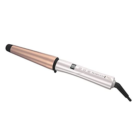 Remington Shine Therapy 1-1 ½” Curling Iron, Argan Oil & Keratin Tapered Hair Curling Wand, White