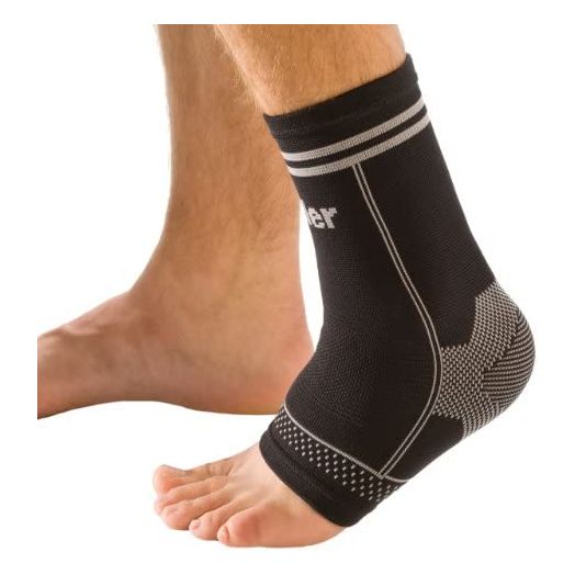 Mueller Sports Medicine 4-Way Ankle Support Sleeve, for Men and Women, Black, S/M
