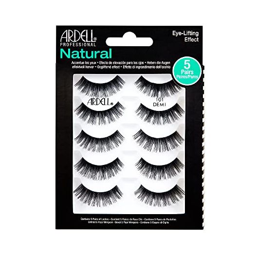 Ardell False Eyelashes Natural 101 Black, (5 pairs pack with FREE Lash Applicator) x 1 pack