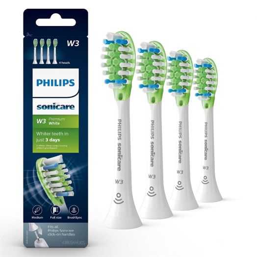 Philips Sonicare White Replacement Toothbrush Heads, HX9064/65, Brushsync Technology, White (4 Pack)