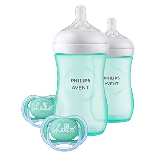 Philips AVENT Natural Baby Bottle with Natural Response Nipple, Teal Baby Gift Set, SCD837/02
