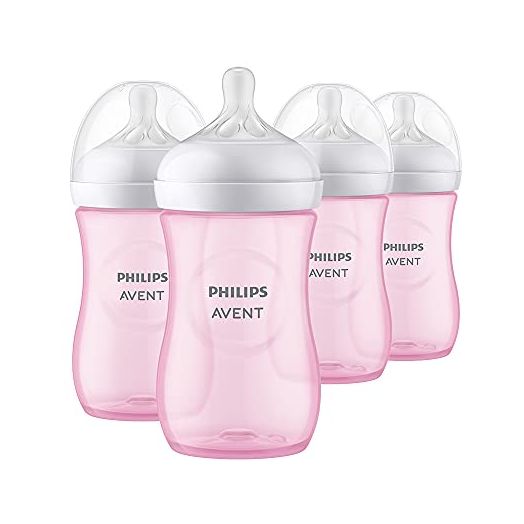 Philips AVENT Natural Baby Bottle with Natural Response Nipple, Pink, 9oz, 4pk, SCY903/14