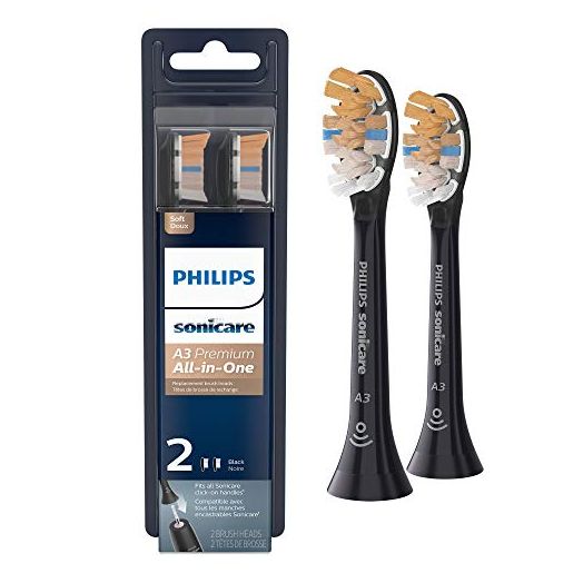 Philips Sonicare Genuine A3 All-in-One Replacement Toothbrush Heads, 2 Brush Heads, Black, HX9092/95