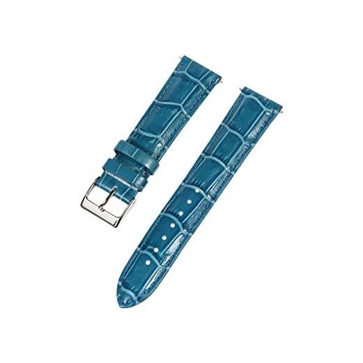 20mm Blue Croco Grain Leather Padded Stitched Leather Watch Band - Unisex - Fits Timex Weekender