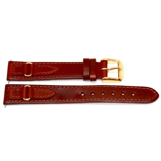 John Weitz 16mm Brown Oiled Leather Watch Band Strap W Metal Oval