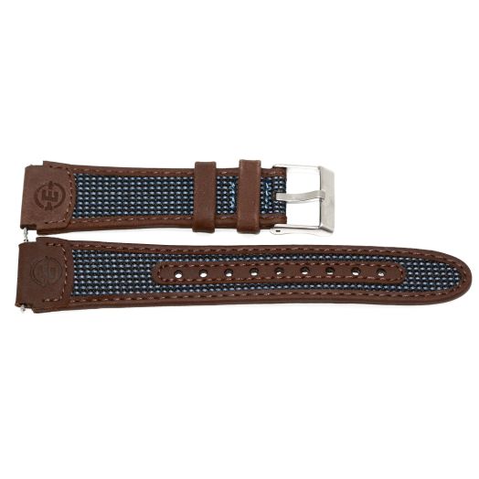 Timex Expedition 19mm Blue Brown Water Resistant Leather Chrono Timer Watch Band Strap