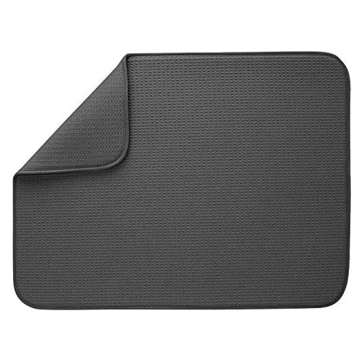 S&T INC. Absorbent, Reversible XL Microfiber Dish Drying Mat for Kitchen, 18 Inch x 24 Inch, Charcoal