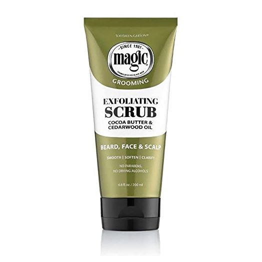 Softsheen-Carson Magic Men's Exfoliating Face Scrub and Cleanser with Cocoa Butter and Cedarwood Oil, For Beard, Skin and Scalp, 6.8 fl oz