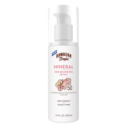 Hawaiian Tropic Skin Nourishing Milk Mineral Sunscreen 3.4 Oz, SPF 50, Non-Greasy Sun Block, Cruelty Free
